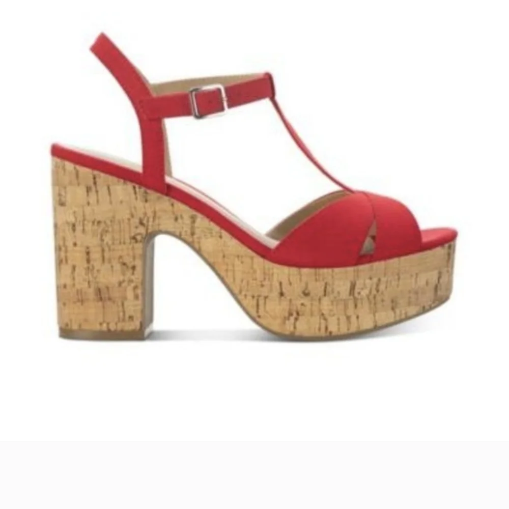 Sun + Stone Jillien Red Platform Slingback Sandals - Picture 2 of 5